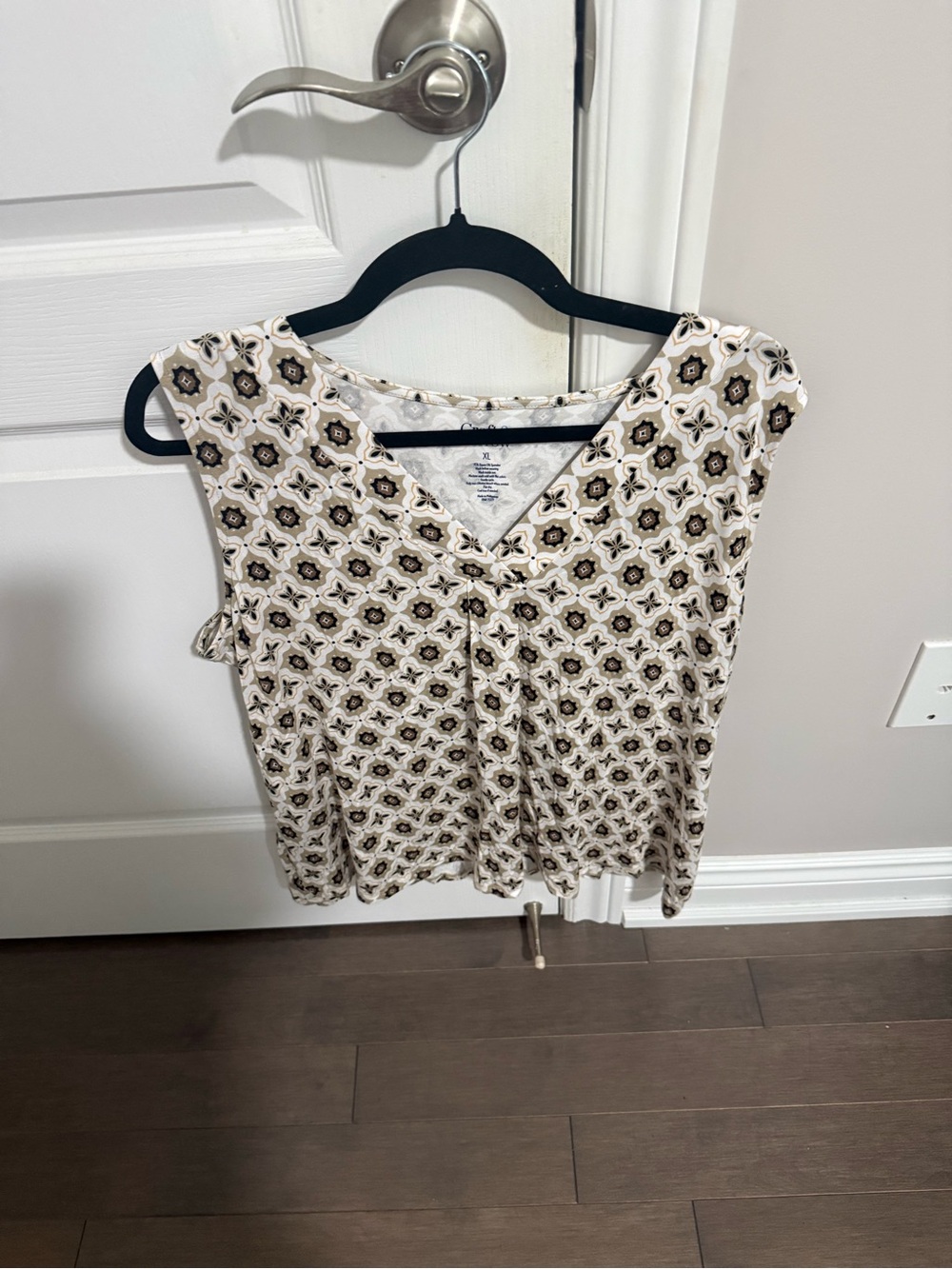 croft & barrow Floral Geometric Sleeveless Camisole - White & Brown